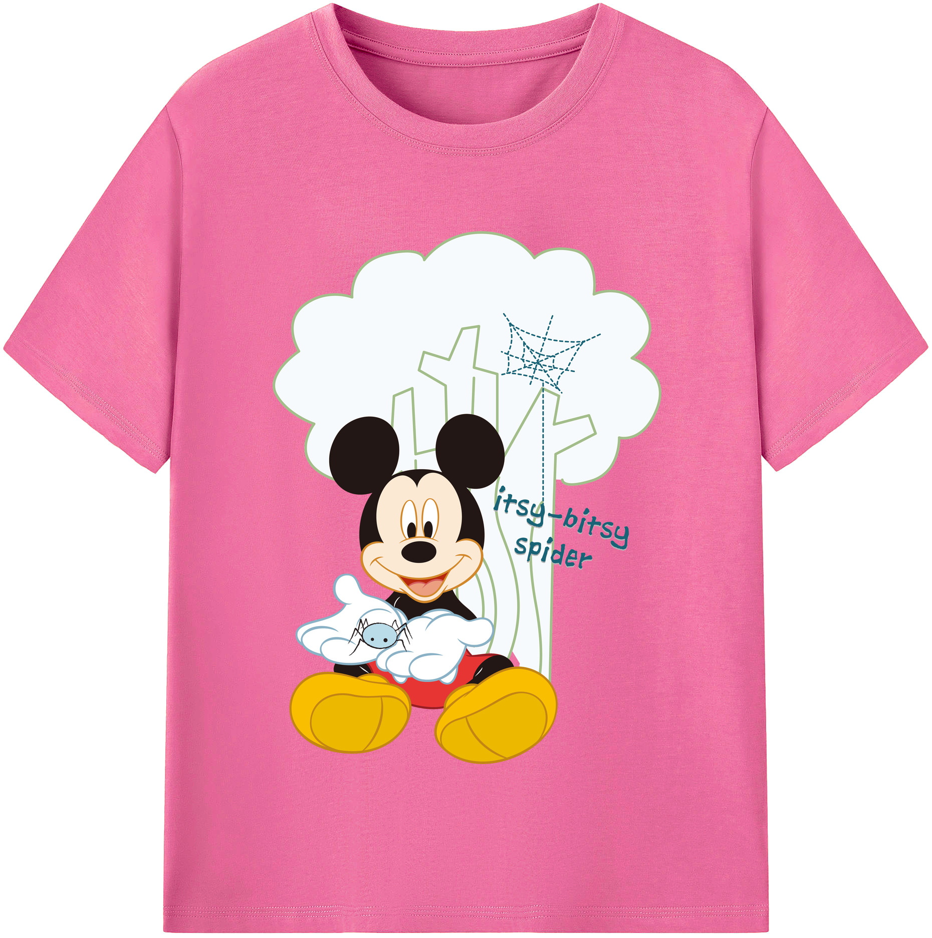 （画像用） ミッキーマウス Mickey Mouse レディースカジュアルプリントTシャツ（綿100％）